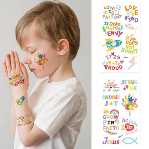 78 PCS Christian Temporary Tattoos for Kids – Easter Tattoos for Kids Religious Bible Verse Tattoos Stickers for Boys And Girls Ideal for Jesus Cross Themed Party Supplies - Image 3