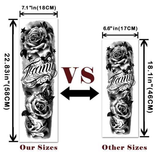 Extra Large Full Arm Waterproof Temporary Tattoos 8 Sheets and Half Arm Shoulder Tattoo 8 Sheets, Tiny 30sheets Lasting Tattoo Stickers - Image 2