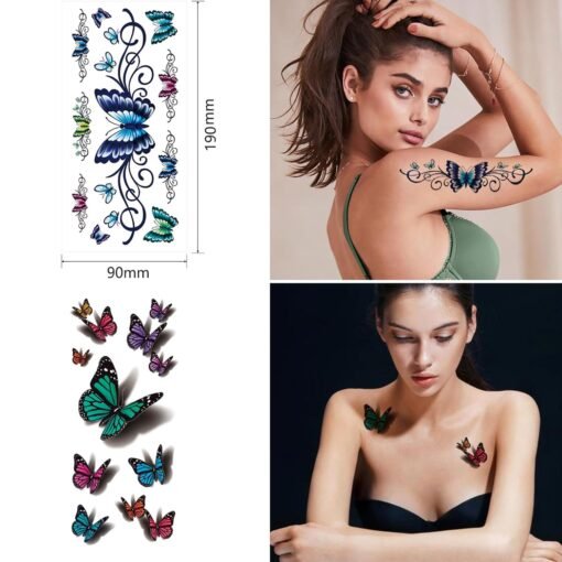 82 Sheets Flowers Temporary Tattoos Stickers, Roses, Butterflies and Multi-Colored Mixed Style Body Art Temporary Tattoos for Women, Girls or Kids - Image 6