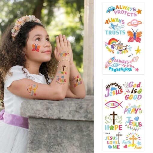 78 PCS Christian Temporary Tattoos for Kids – Easter Tattoos for Kids Religious Bible Verse Tattoos Stickers for Boys And Girls Ideal for Jesus Cross Themed Party Supplies - Image 4