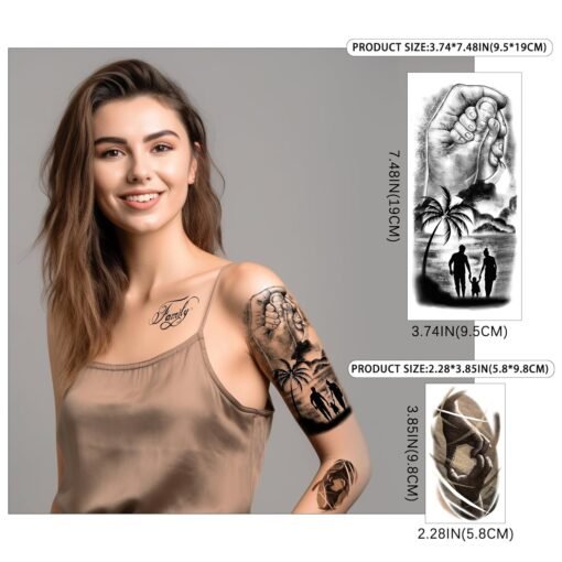 77 Sheets Family Temporary Tattoos - Fake Tattoos for Couple Dating, Family Gathering - Unity Symbol Tattoos for Valentine, Mother's Day, Father's Day, New Year Easter Gift - Image 2