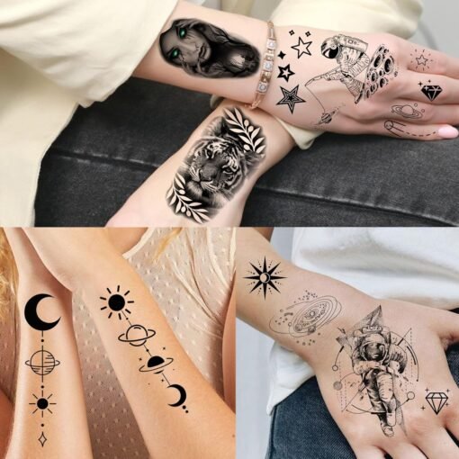 70 Sheets Watercolor Planets Galaxy Temporary Tattoos For Women Men Kids Boys Girls, 3D Star Universe Solar System Waterproof Half Arm Sleeve Tattoos For Adult, Forearm Fake Tattoo Sticker Outer Space - Image 6