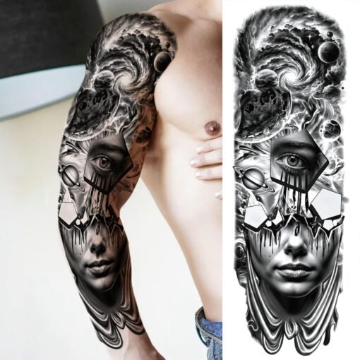 20 Sheets Lion Extra Full Arm Temporary Tattoos For Men Adults, 3D Maori Tiger Clock Fake Sleeve Tattoos For Women, Long Lasting Temp Bulk Tribal Halloween Tattoo Stickers Warrior Flower Gladiator - Image 4