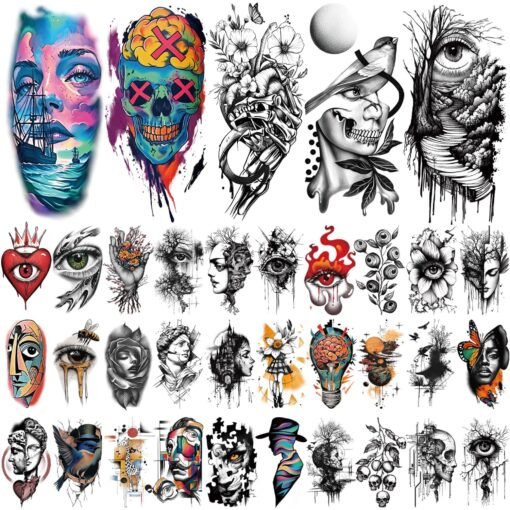 47 Sheets Fantasy Temporary Tattoos, Half Arm Fake Tattoos Stickers for Adult Women Boy Girl - Image 2