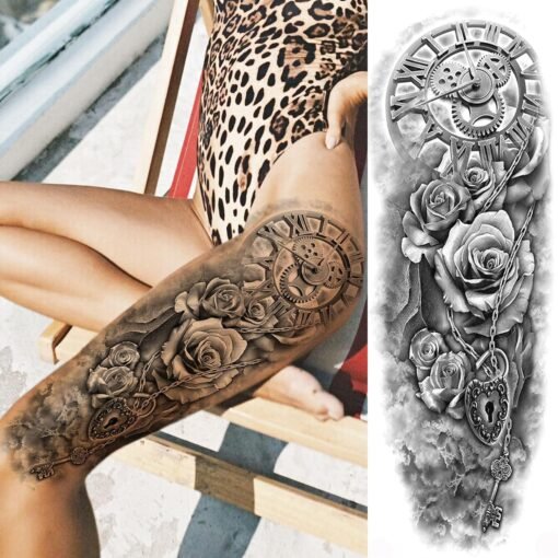 20 Sheets Sexy Rose Flower Full Arm Temporary Tattoos For Women Adults Thigh, 3D Halloween Tattoo Stickers - Image 5