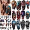 77 Sheets Temporary Tattoos Adult Dragon Skull Snake Lion Tiger Rose Realistic Half Arm Fake Tattoos Stickers for Women Men Kids, Body Shoulder Neck Chest Tattoo