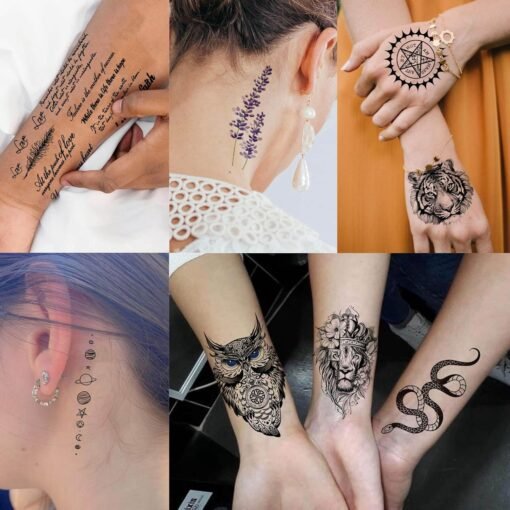 53 Sheets 3D Large Tiger Dragon Temporary Tattoos For Women Thigh Men Arm Adult, Half Sleeve Halloween Gangster Lion Owl Fake Tattoo Sticker, Warrior Wolf Flower Bulk Tiny Small Tatoos Finger - Image 7