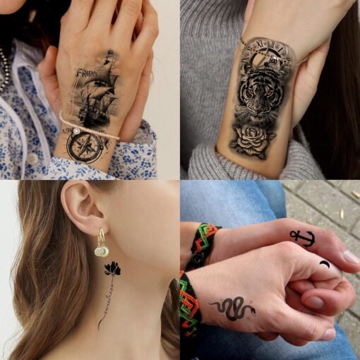 71 Sheets Halloween Chicano Women Temporary Tattoos For Men Adults Cholo Chola, Snake Prison Skull Skeleton Vampire Zombie Half Arm Sleeve Tattoo, Temp Bulk Fake Tattoo Stickers Day of Death Chicana - Image 6