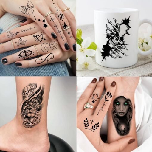 72 Sheets Cool Lion Tiger Temporary Tattoos For Women Men Adults, Waterproof Realistic Halloween Fake Tattoo Stickers Zeus God Jesus Christ Wolf Skull Skeleton Owl Dragon, Temp Gothic Black Tattoo - Image 7