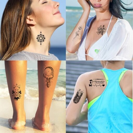 72 Sheets 3D Flowers Temporary Tattoos for Women Adult, Fake Tattoos Body Art Arm Sketch Tattoo Stickers for Women and Girls - Image 2