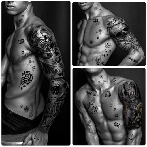 Extra Large Full Arm Waterproof Temporary Tattoos 8 Sheets and Half Arm Shoulder Tattoo 8 Sheets, Tiny 30sheets Lasting Tattoo Stickers - Image 5