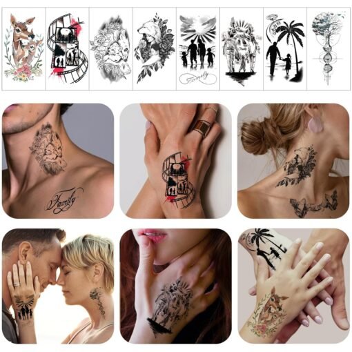77 Sheets Family Temporary Tattoos - Fake Tattoos for Couple Dating, Family Gathering - Unity Symbol Tattoos for Valentine, Mother's Day, Father's Day, New Year Easter Gift - Image 5