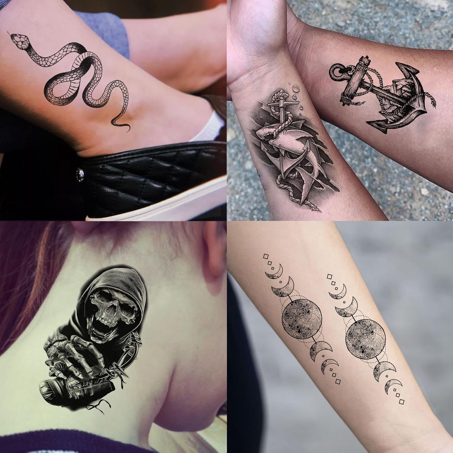 71 Sheets Dead Skull Temporary Tattoos For Women Men Adults, Old School Halloween Fake Tattoo Stickers Tiger Wolf Lion Dragon Flowers, Temp Punk Gothic Chicano Carp Skeleton Tattoo Indian Eagle Floral - Image 7