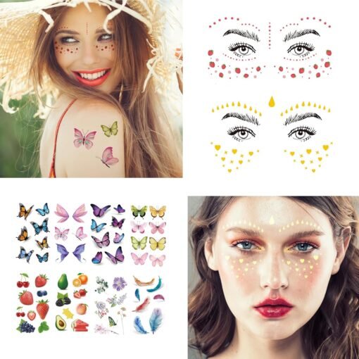 54 Sheets Gold Glitter Freckles Face Tattoo, 150+ Pcs Halloween Face Glitter Temporary Tattoo Stickers, Sparkle Freckles Metallic Face Gems, Faux Freckles Cute Glitter Makeup Accessories For Women - Image 5