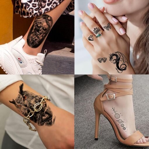 73 Sheets Zeus God Temporary Tattoos For Men Adults Forearm, Halloween Lion Poseidon Half Arm Sleeve Tattoo For Women Jesus Christ Skeleton Maori Warrior, Temp Bulk Fake Tattoo Stickers Eagle Tiger - Image 6
