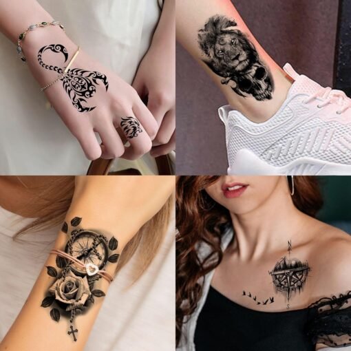 71 Sheets Halloween Chicano Women Temporary Tattoos For Men Adults Cholo Chola, Snake Prison Skull Skeleton Vampire Zombie Half Arm Sleeve Tattoo, Temp Bulk Fake Tattoo Stickers Day of Death Chicana - Image 7