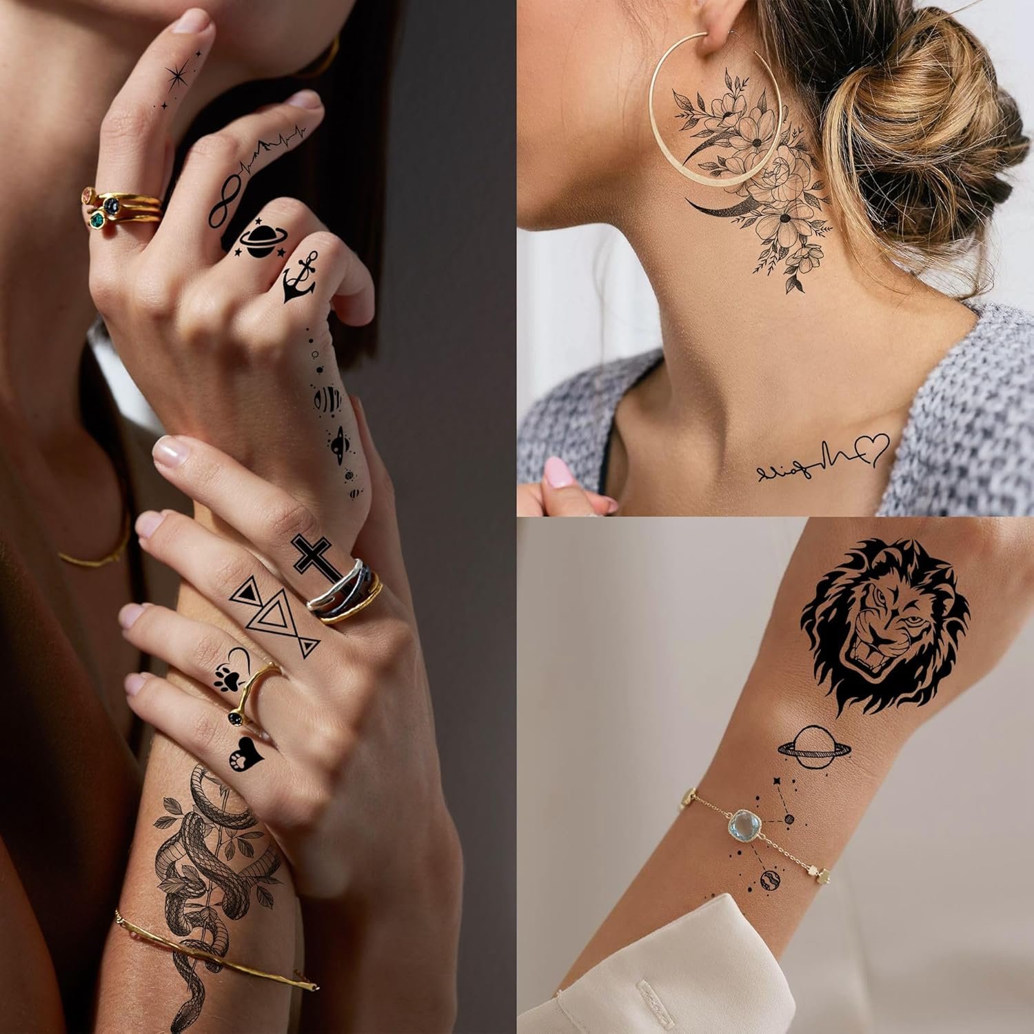 75 Sheets Loyalty Family Temporary Tattoos For Men Women, Lion Wolf Faith Belief Half Arm Sleeve Tattoo Stickers Tiger Owl, 3D Temp Long Lasting Fake Tattoos For Adults Kids Christian God Jesus Christ - Image 6