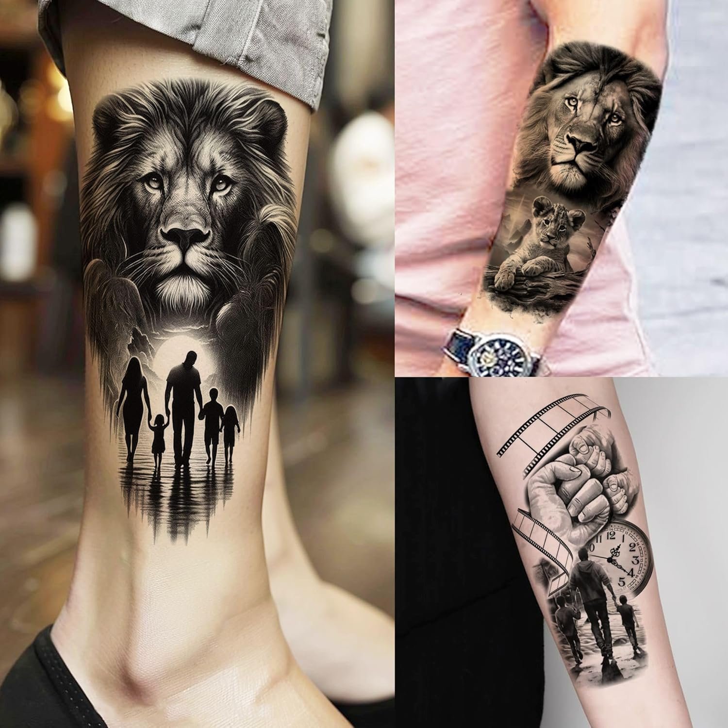 75 Sheets Loyalty Family Temporary Tattoos For Men Women, Lion Wolf Faith Belief Half Arm Sleeve Tattoo Stickers Tiger Owl, 3D Temp Long Lasting Fake Tattoos For Adults Kids Christian God Jesus Christ - Image 3