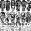 75 Sheets Loyalty Family Temporary Tattoos For Men Women, Lion Wolf Faith Belief Half Arm Sleeve Tattoo Stickers Tiger Owl, 3D Temp Long Lasting Fake Tattoos For Adults Kids Christian God Jesus Christ
