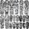 20 Sheets Extra Large Full Arm Temporary Tattoos For Women, 8 Sheets Full Sleeve Tattoos For Men Zeus Lion Tiger Ship Eagle Rose Flower Wolf, Long Lasting Temp Bulk Tattoo For Adults Maori Skull