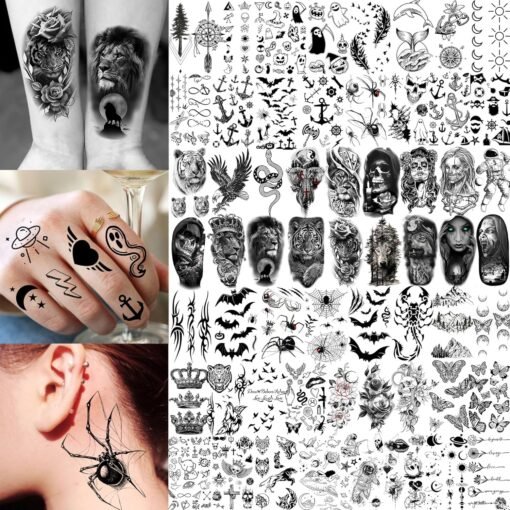 72 Sheets Cool Lion Tiger Temporary Tattoos For Women Men Adults, Waterproof Realistic Halloween Fake Tattoo Stickers Zeus God Jesus Christ Wolf Skull Skeleton Owl Dragon, Temp Gothic Black Tattoo - Image 5
