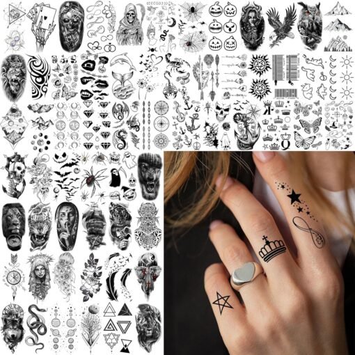 73 Sheets Zeus God Temporary Tattoos For Men Adults Forearm, Halloween Lion Poseidon Half Arm Sleeve Tattoo For Women Jesus Christ Skeleton Maori Warrior, Temp Bulk Fake Tattoo Stickers Eagle Tiger - Image 5