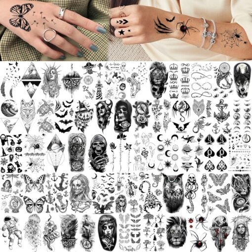 71 Sheets Halloween Chicano Women Temporary Tattoos For Men Adults Cholo Chola, Snake Prison Skull Skeleton Vampire Zombie Half Arm Sleeve Tattoo, Temp Bulk Fake Tattoo Stickers Day of Death Chicana - Image 5
