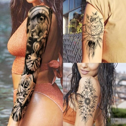 20 Sheets Sexy Rose Flower Full Arm Temporary Tattoos For Women Adults Thigh, 3D Halloween Tattoo Stickers - Image 6