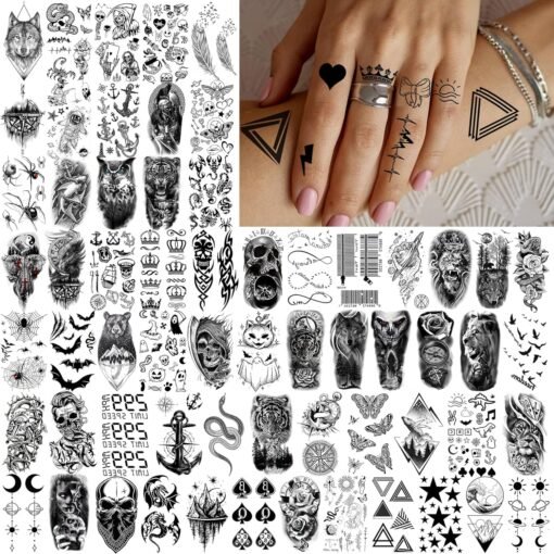 74 Sheets Black Gladiator Temporary Tattoos For Men Adults Forearm, Halloween Half Arm Sleeve Tattoo For Women Greek Mythology Spartan Warriors Knight, Long Lasting Fake Tattoo Stickers Lion Eagle War - Image 5