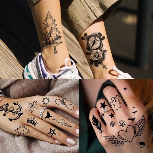 66 Sheets Snake Rose Flower Temporary Tattoos For Women Girls, Dragon Panda Florals Half Arm Sleeve Tattoo Sticker Dreamcatcher Floral, Skull Temp Butterfly Fake Tattoos For Adults Lion Tiger Leopard - Image 6