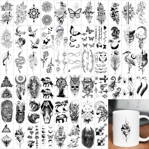 72 Sheets 3D Flowers Temporary Tattoos for Women Adult, Fake Tattoos Body Art Arm Sketch Tattoo Stickers for Women and Girls - Image 4