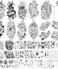 49 sheets large sexy flowers collection waterproof temporary tattoos lasting fake tattoos for women and girls.