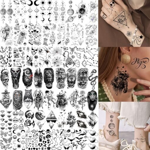70 Sheets Watercolor Planets Galaxy Temporary Tattoos For Women Men Kids Boys Girls, 3D Star Universe Solar System Waterproof Half Arm Sleeve Tattoos For Adult, Forearm Fake Tattoo Sticker Outer Space - Image 5