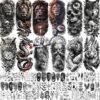 72 Sheets Cool Lion Tiger Temporary Tattoos For Women Men Adults, Waterproof Realistic Halloween Fake Tattoo Stickers Zeus God Jesus Christ Wolf Skull Skeleton Owl Dragon, Temp Gothic Black Tattoo